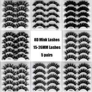 5 pair 8D fluffy dramatic mink eyelashes, all natural hypoallergenic
